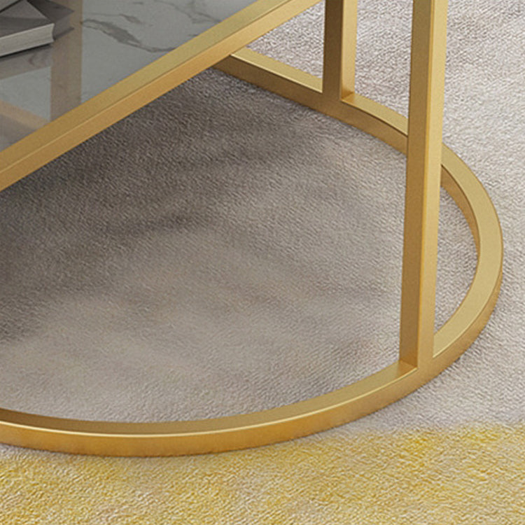 Fram Base Cocktail Table Shelf Included Oval Stone Coffee Table