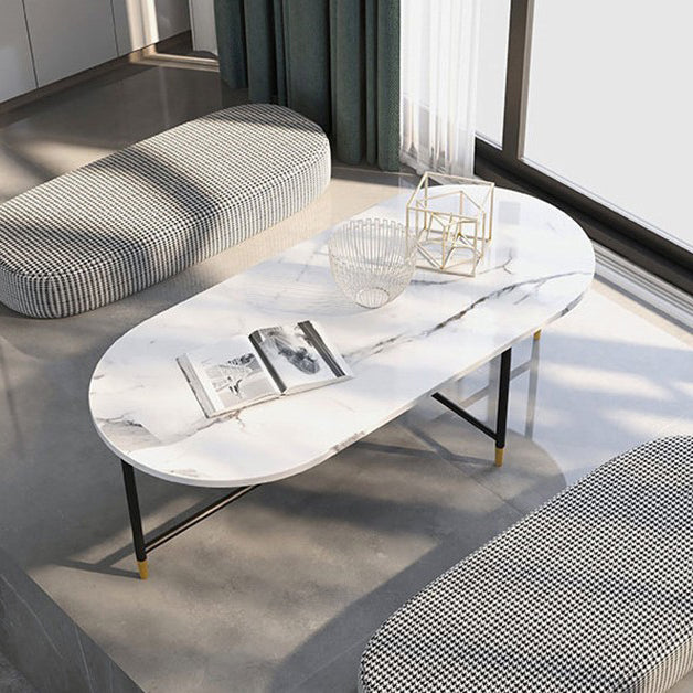 Round Marble Top Coffee Table Glam 4 Legs Coffee Cocktail Table