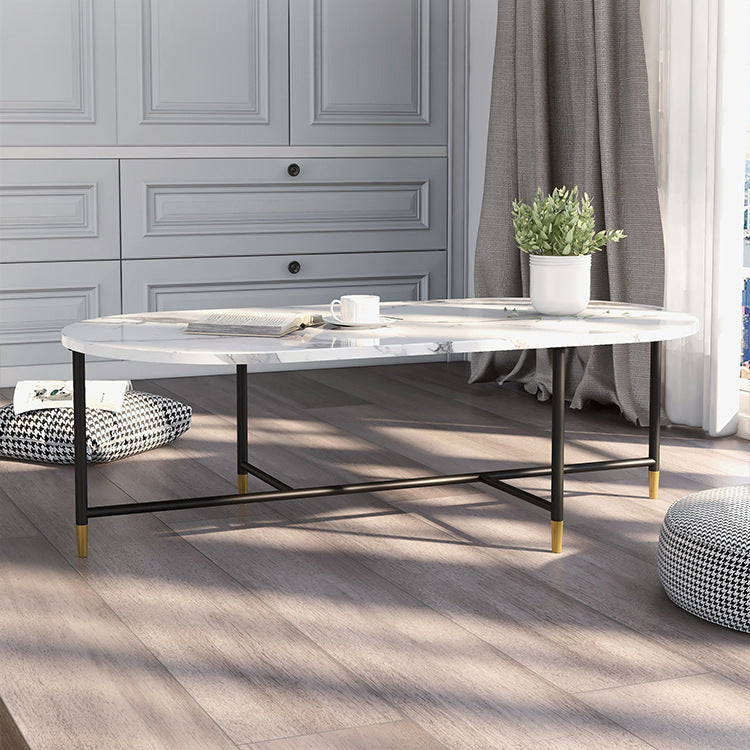 Round Marble Top Coffee Table Glam 4 Legs Coffee Cocktail Table