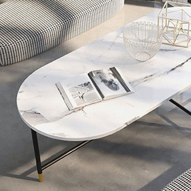Round Marble Top Coffee Table Glam 4 Legs Coffee Cocktail Table