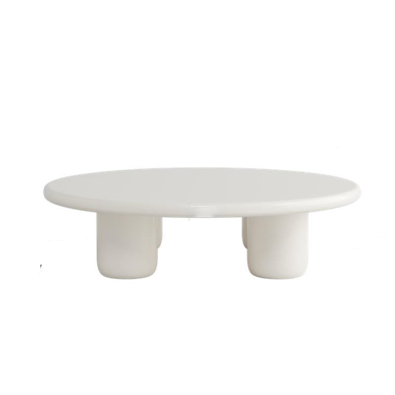 Round Wood Simple Coffee Table Nordic 4 Legs Cocktail Table - 13.8" H