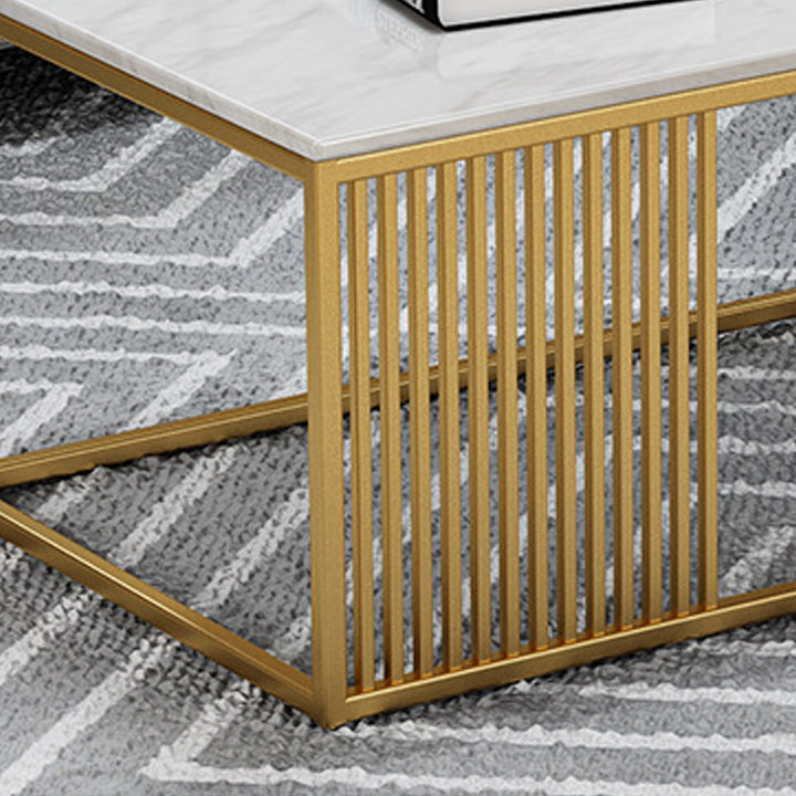 White Marble Top Coffee Table Metal Frame Coffee Cocktail Table