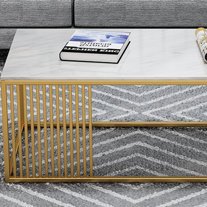 White Marble Top Coffee Table Metal Frame Coffee Cocktail Table