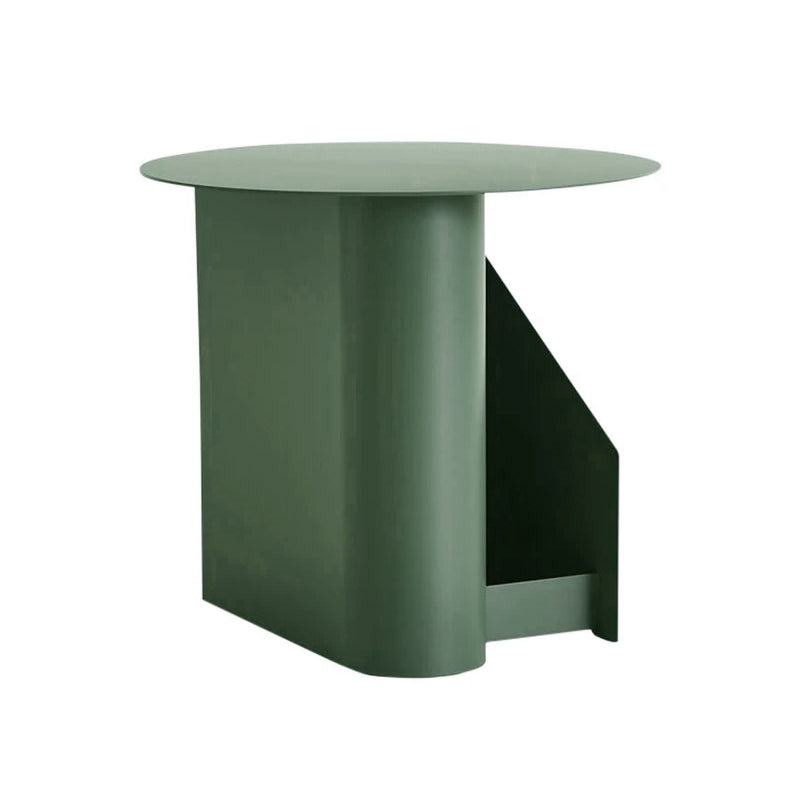 Steel Round Top Coffee Table Abstract Base Cocktail Table with Storage