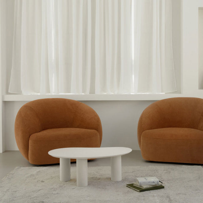Solid Wood 3 Legs Coffee Table 13" H Cloud-Shaped Cocktail Table