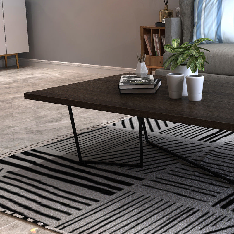 Dark Brown Solid Wood Coffee Table Abstract Coffee Cocktail Table