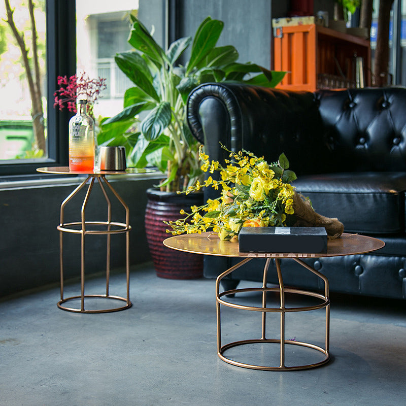 Mid-Century Modern Frame Base Cocktail Table Metal Round Coffee Table
