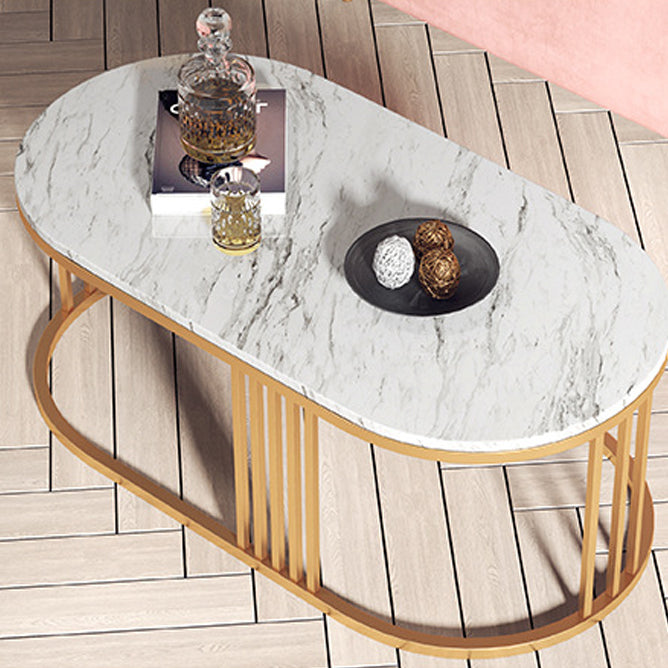 White Marble Top Coffee Table Gold Frame Coffee Cocktail Table