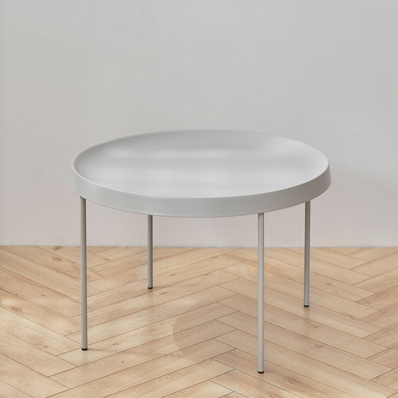 Mid-century Modern Steel Round Tray Top Coffee Table 4 Legs Cocktail Table