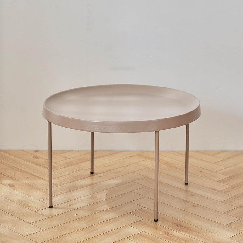 Mid-century Modern Steel Round Tray Top Coffee Table 4 Legs Cocktail Table
