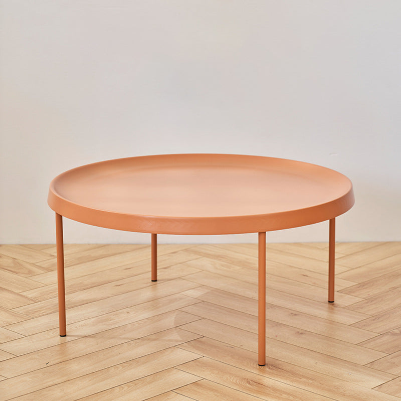 Mid-century Modern Steel Round Tray Top Coffee Table 4 Legs Cocktail Table