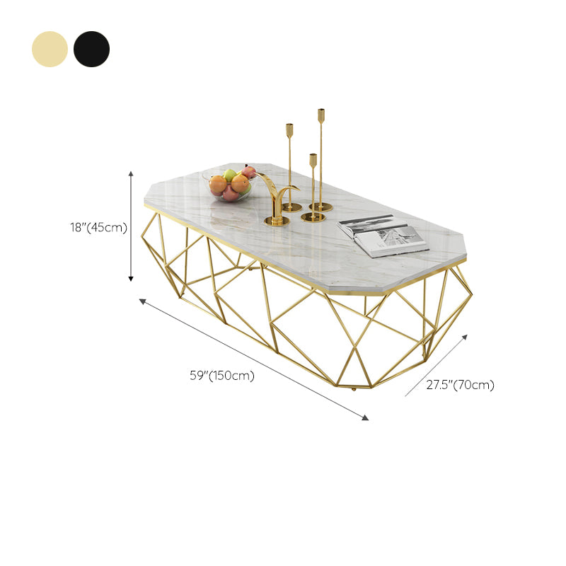 Frame Coffee Table Rectangle Marble Top Coffee Cocktail Table