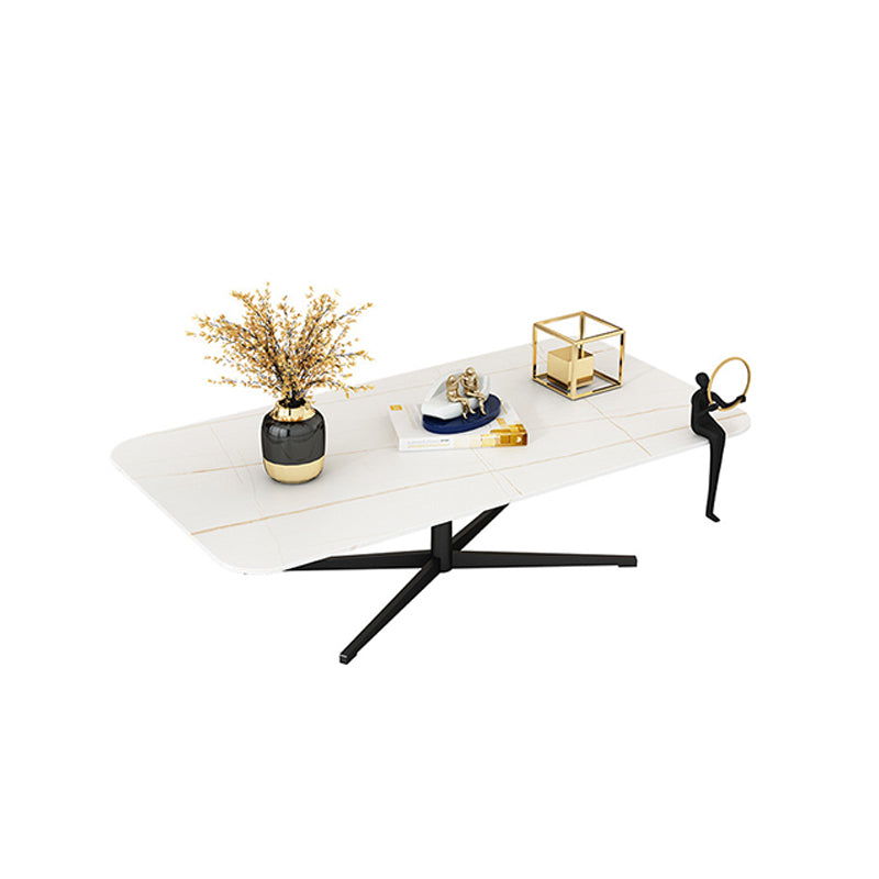 Abstract Coffee Table Rectangle Slate/Marble Top Coffee Cocktail Table