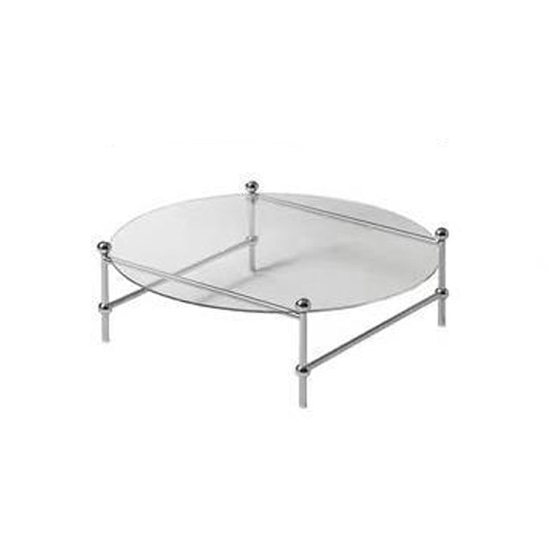 Contemporary Round Coffee Table with Glass Top and Steel Legs in Clear