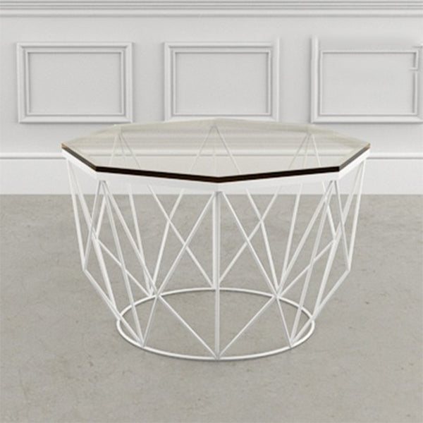 Modern Frame Coffee Table Round Glass Top Coffee Cocktail Table