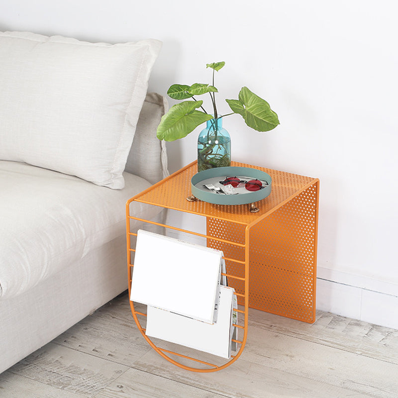 Mid-Century Modern Rectangle Coffee Table with Iron Top and Base