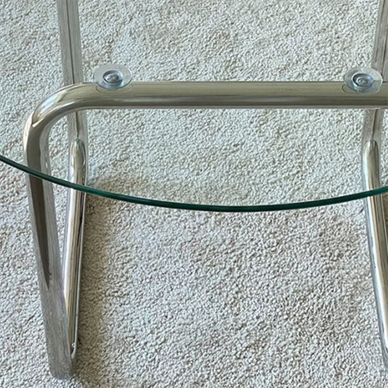Round Clear Glass Cocktail Table Modern Steel Sled Coffee Table
