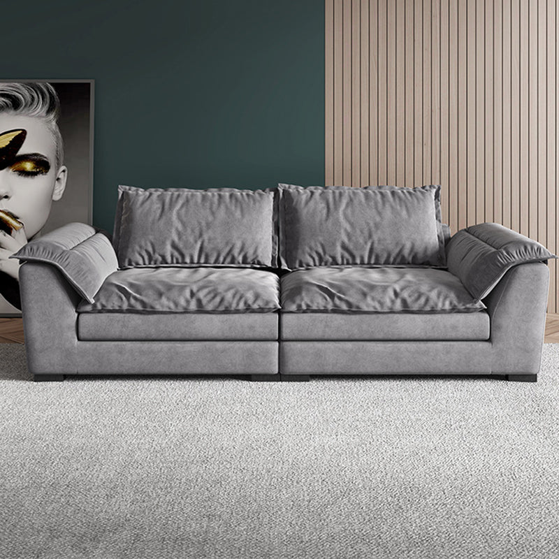 Modern Fabric Sofa with 2 Pillows Flared Arm Living Room Seating