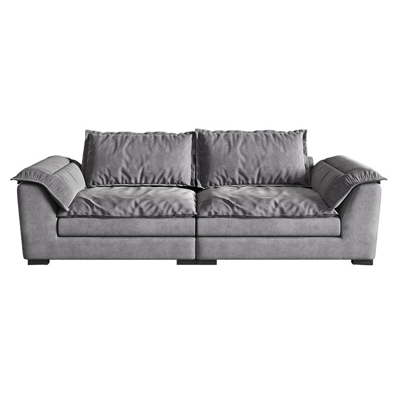 Modern Fabric Sofa with 2 Pillows Flared Arm Living Room Seating