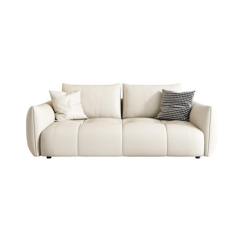 Contemporary Faux Leather Living Room Square Arm Pillows Seating