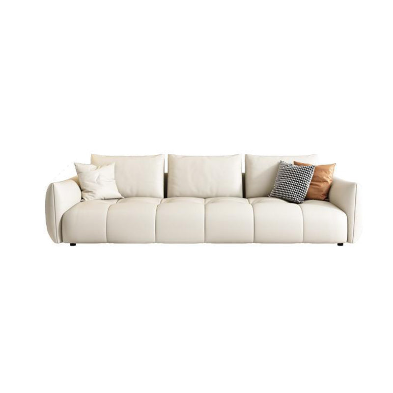 Contemporary Faux Leather Living Room Square Arm Pillows Seating