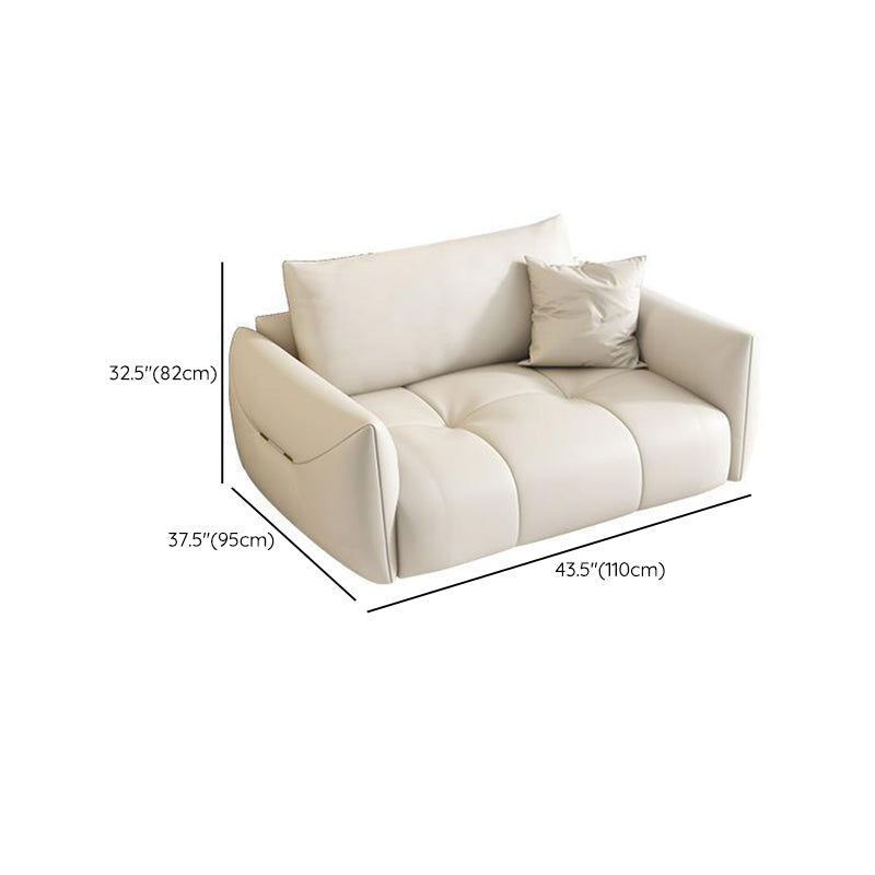Contemporary Faux Leather Living Room Square Arm Pillows Seating