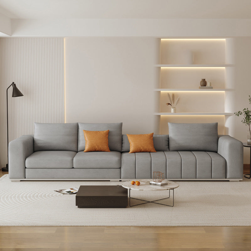 Contemporary Faux Leather Living Room Square Arm Standard Seating