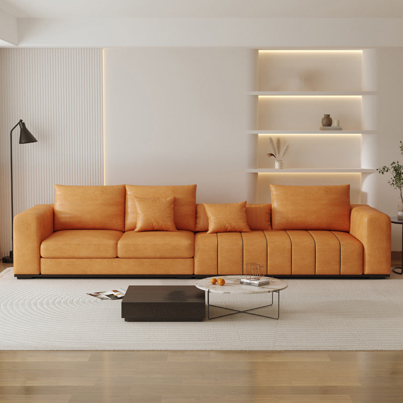 Contemporary Faux Leather Living Room Square Arm Standard Seating