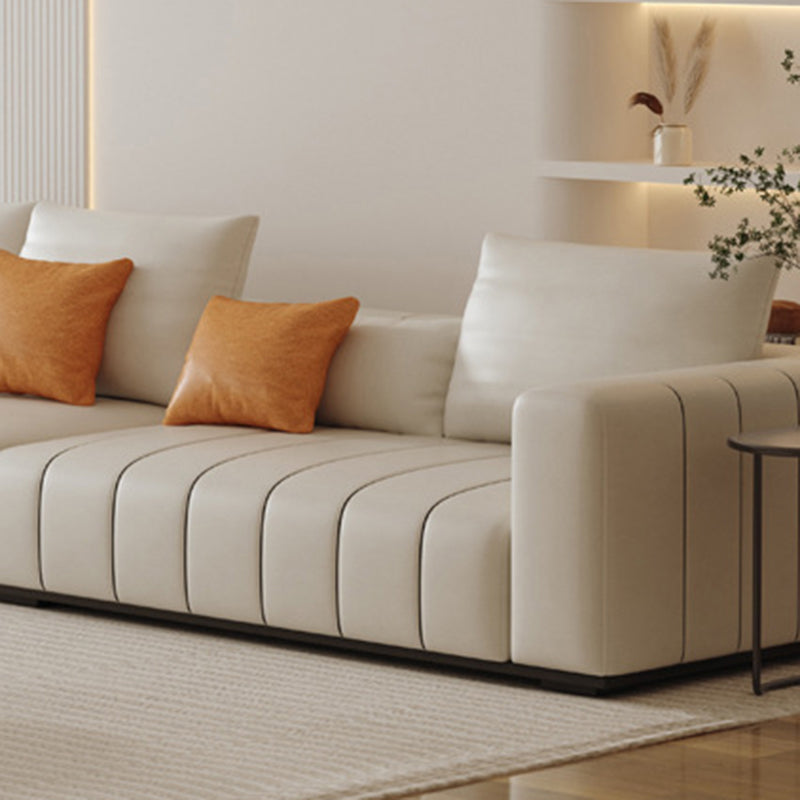 Contemporary Faux Leather Living Room Square Arm Standard Seating