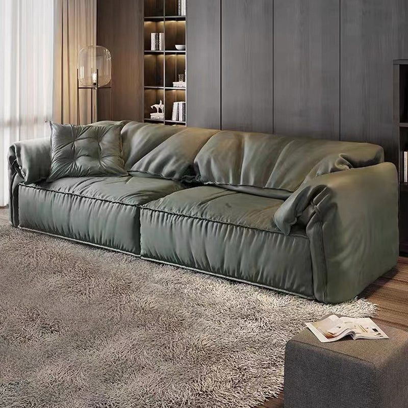 Modern Faux Leather Living Room Pillow Top Arm Sewn Pillow Back Seating