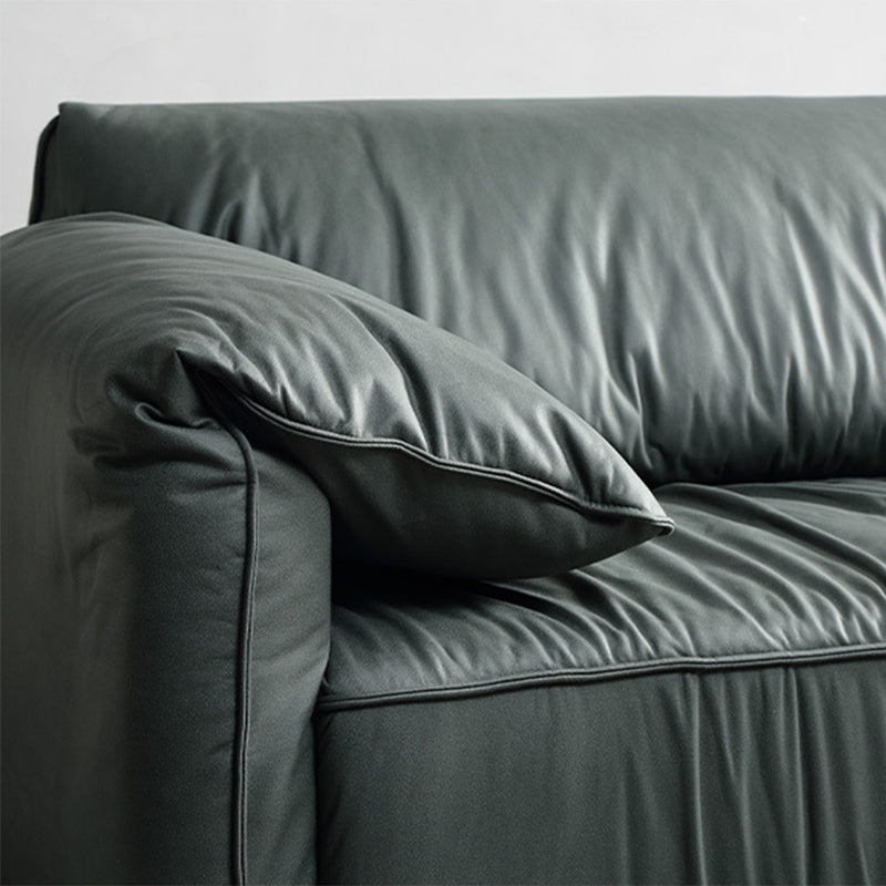 Modern Faux Leather Living Room Pillow Top Arm Sewn Pillow Back Seating