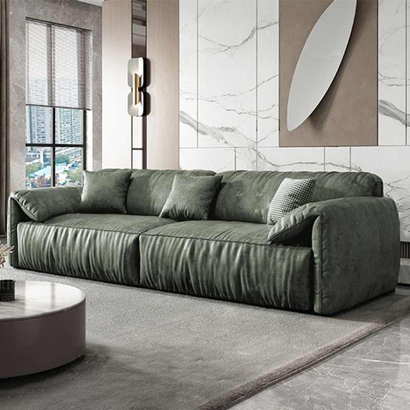 Modern Faux Leather Living Room Pillow Top Arm Sewn Pillow Back Seating