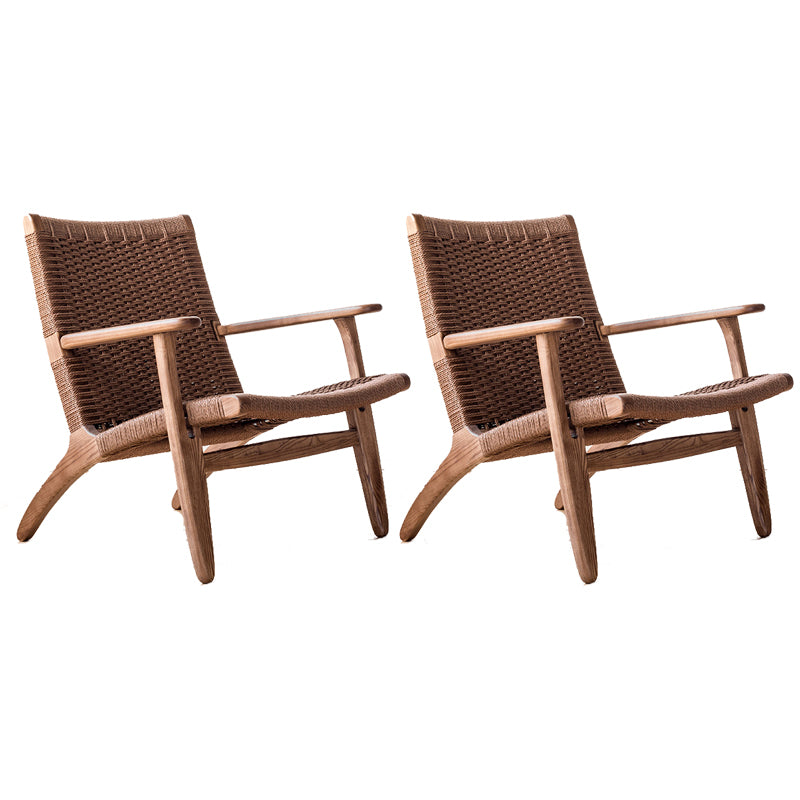 Solid Wood Frame Lounge Chair Arms Included Woven Back Chair