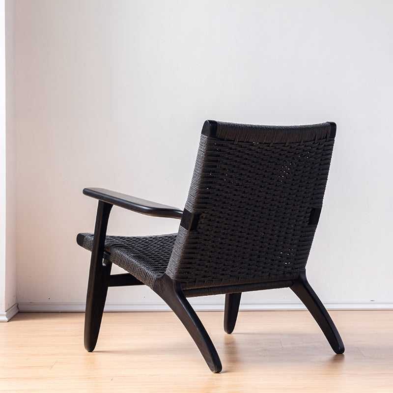 Solid Wood Frame Lounge Chair Arms Included Woven Back Chair