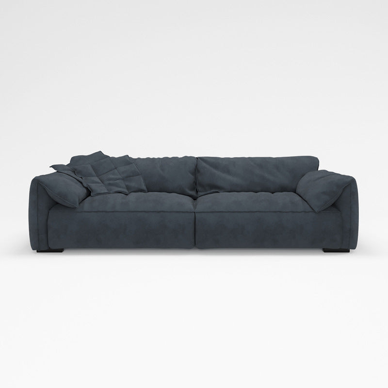 Contemporary Living Room Faux Leather Pillow Top Arm Cushions Settee