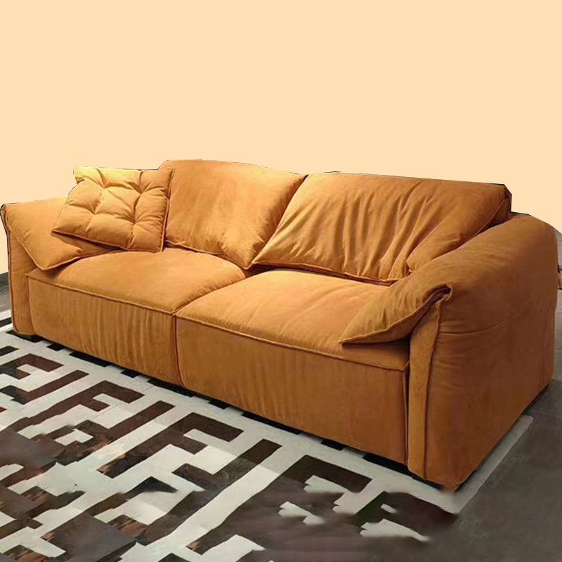 Contemporary Living Room Faux Leather Pillow Top Arm Cushions Settee