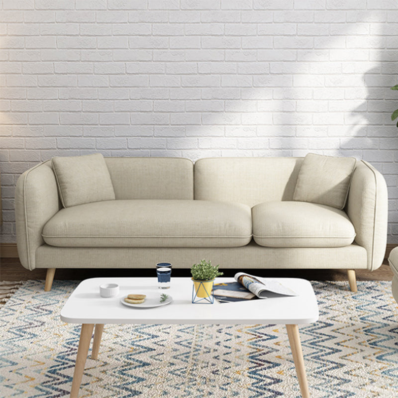 Contemporary Slipcovered Living Room Square Arm Cushions Seating