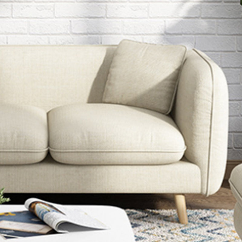 Contemporary Slipcovered Living Room Square Arm Cushions Seating