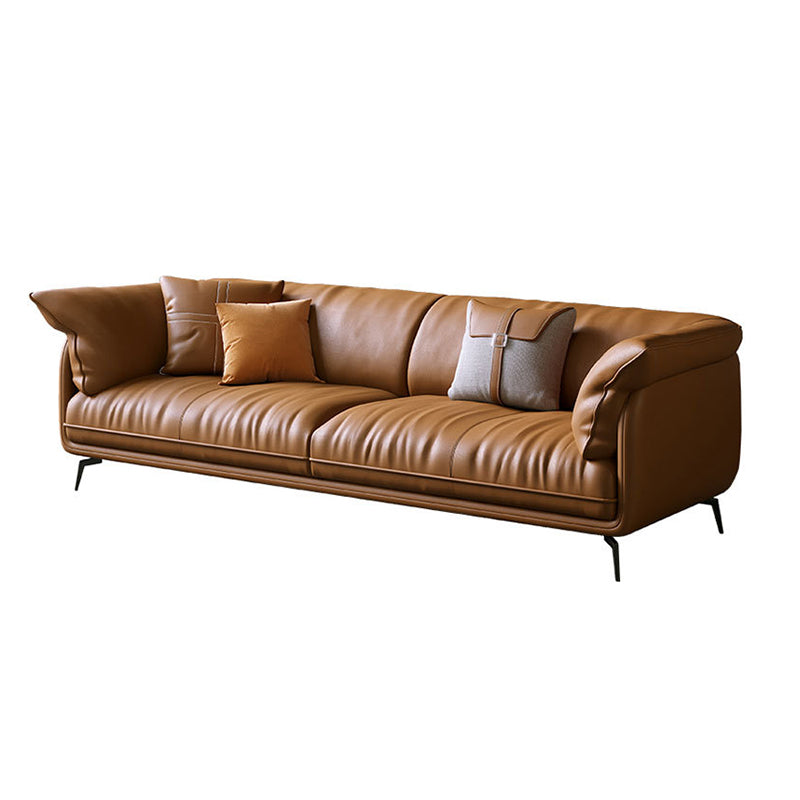 Modern Genuine Leather Living Room Cushions Pillow Top Arm Settee