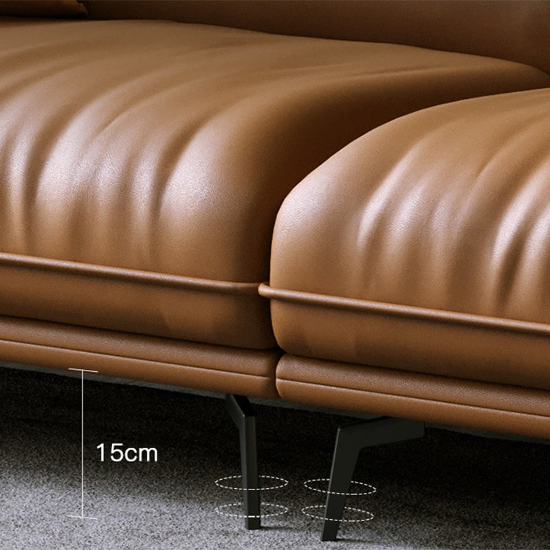 Modern Genuine Leather Living Room Cushions Pillow Top Arm Settee