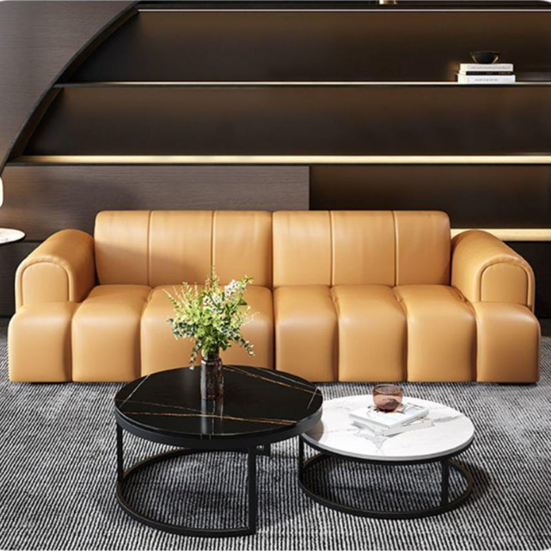 Contemporary Stationary Cushions Recessed Arm Living Room Settee