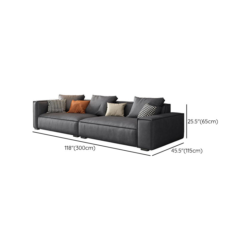 Contemporary Faux Leather 4-seat Living Room Square Arm Cushions Seating