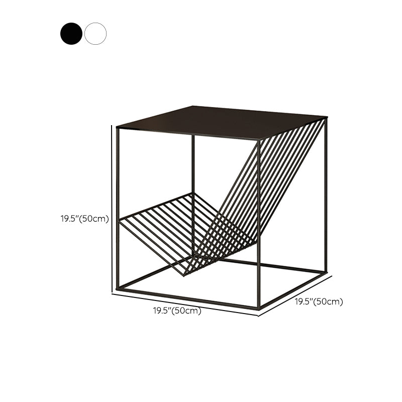 Metal Square Top Side Table 19.68" Tall Frame Base End Table with Magazine Holder