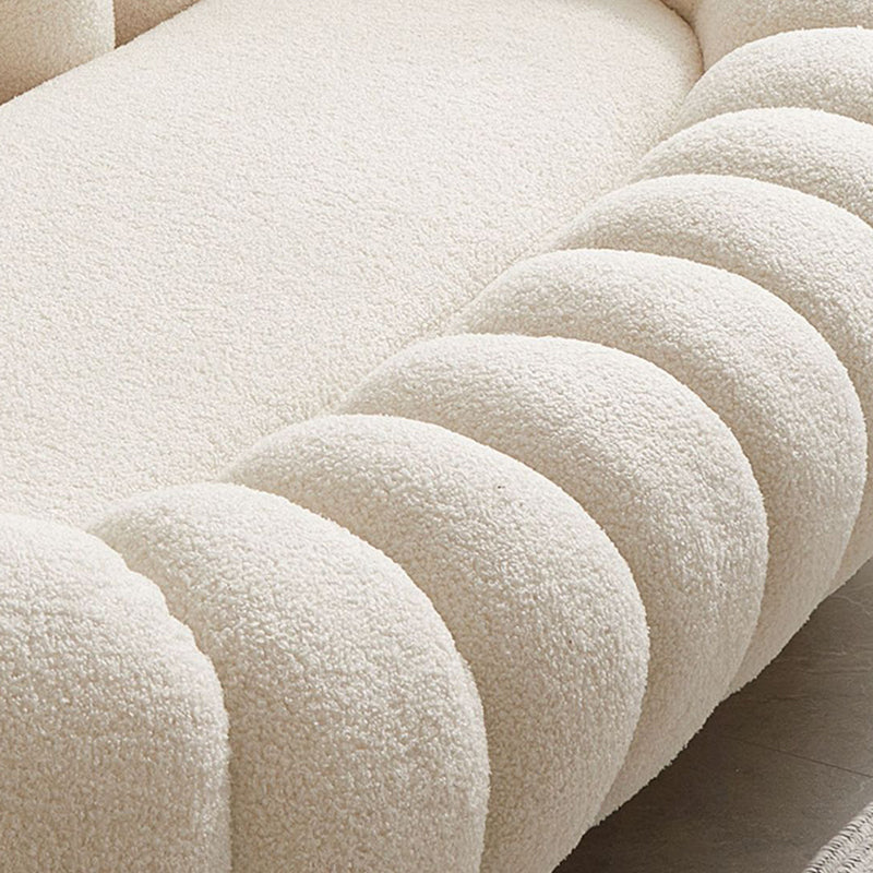 Beige Wool Stationary Sofa 27.55" High Sloped Arm Sofa for Living Room