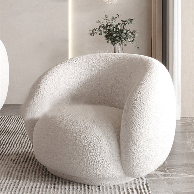 Contemporary White Wool Curved Sofa Sloped Arm Sofa for Living Room