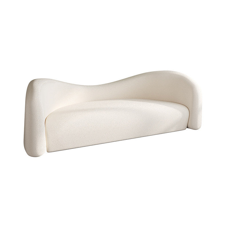 White Contemporary Tight Back Sofa Fabric Sloped Arm Curved Sofa