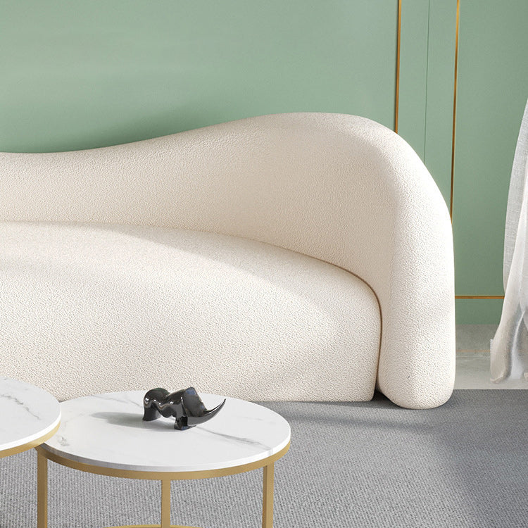 White Contemporary Tight Back Sofa Fabric Sloped Arm Curved Sofa