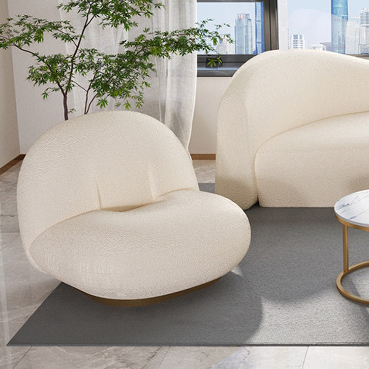 White Contemporary Tight Back Sofa Fabric Sloped Arm Curved Sofa