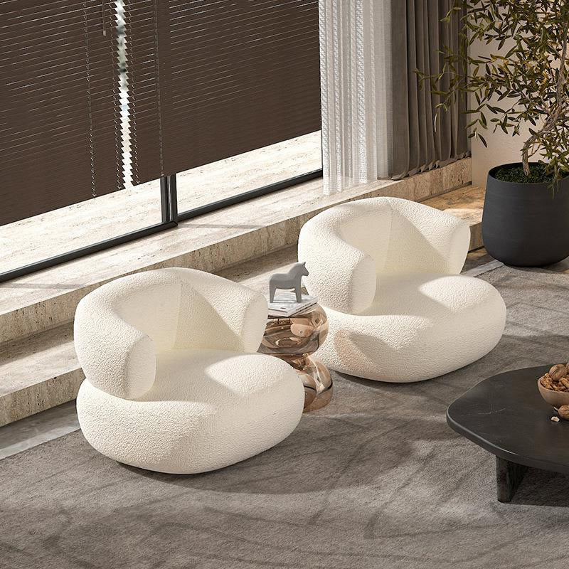 White Contemporary Tight Back Sofa Fabric Sloped Arm Curved Sofa