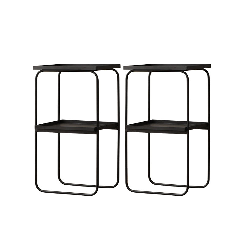 Mid-Century Tray Side Table Iron Sled Base End Table with Shelf